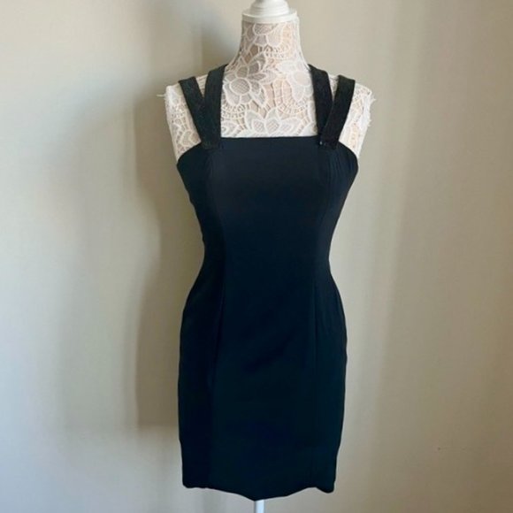 Niteline by Dana Roufogali Vintage Black Cocktail Dress with Beaded Straps - Picture 1 of 6